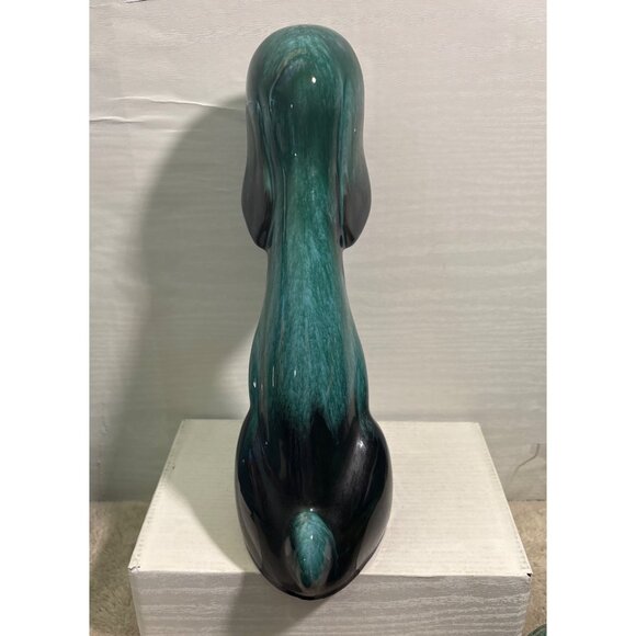 Vintage Blue Mountain Pottery Tall Dog Figurine Green Drip Glaze MCM Canada BMP - Picture 5 of 10